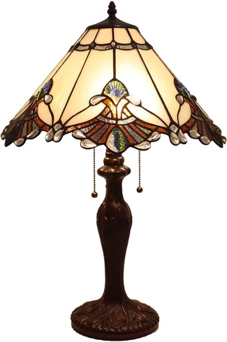 Miniatura 10 de Bieye L10021 Lámpara de mesa barroco estilo Tiffany con vitrales de luz nocturna con pantalla hecha a mano de 13 pulgadas de ancho, base de metal