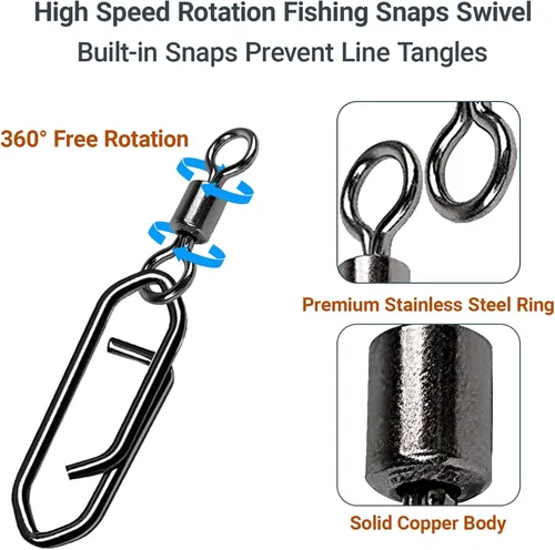 Miniatura 4 de AMYSPORTS Barril de agua salada de alta resistencia Giratorios Aparejos de pesca Conector de línea de acero inoxidable Broches de pesca Cambio
