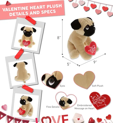 Miniatura 3 de DolliBu I Love You - Peluche de San Valentín con ojos grandes, lindo animal de peluche con corazón rojo y nombre, regalo personalizado para el día
