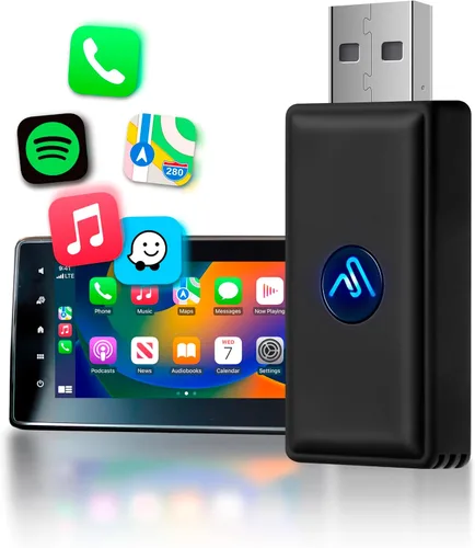 Miniatura 11 de Adaptador inalámbrico CarPlay - 5Ghz más rápido - AutoSky - Plug and Play - Cables USB-C y USB-A - Requiere CarPlay con cable