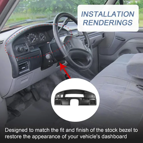 Miniatura 6 de JDMSPEED Reemplazo del panel de tablero de instrumentos compatible con Bronco Ford F-250 F-350 1992-1993 con bisel de tablero de gasolina