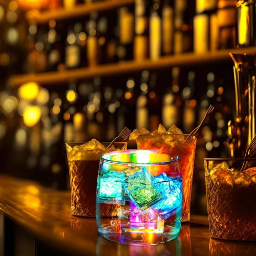 Miniatura 2 de ENUOLI Cubos de hielo iluminados para bebidas, 12 PCS Cubos de hielo de acrílico LED impermeables intermitentes multicolor brillantes reutilizables