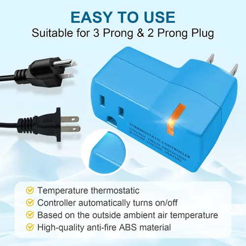 Miniatura 3 de 1 unidad de toma de termostato mejorada para calentador de invernadero y casa YeloDeer, encendido automático a 38 °F/apagado a 50 °F