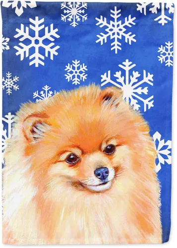Miniatura 90 de Caroline's Treasures SC9374GF Bulldog English Snow flakes Holiday Garden Flag Buzón Bandera decorativa para patio exterior, patio, obras de arte