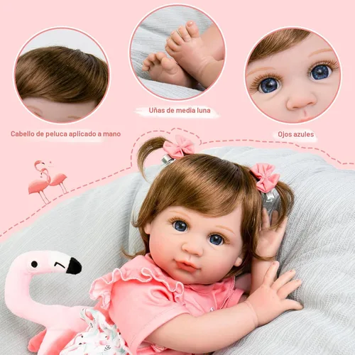Miniatura 4 de Aori Muñeca de bebé renacida realista para niñas - Muñecas de bebé recién nacidas de 22 pulgadas, adorables bebés realistas, conjunto de regalos