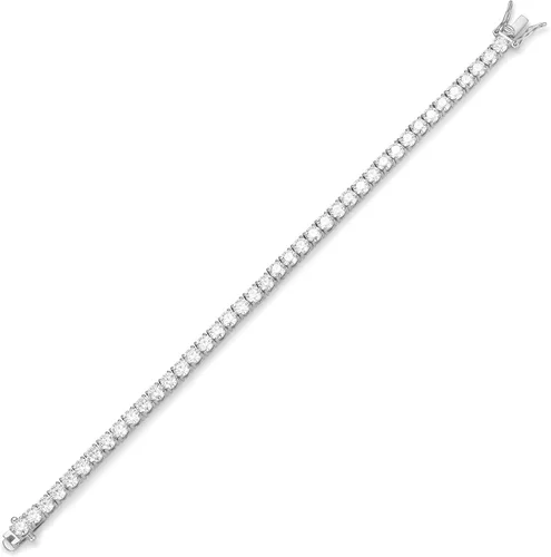 Miniatura 3 de Tienda Essentials Brazalete de tenis de plata de ley con circonia cúbica de corte redondo