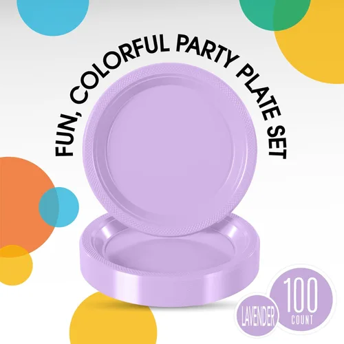 Miniatura 3 de Party Solids Platos de plástico naranja para fiesta de 7 pulgadas, platos desechables naranjas para suministros de fiesta, 100 piezas