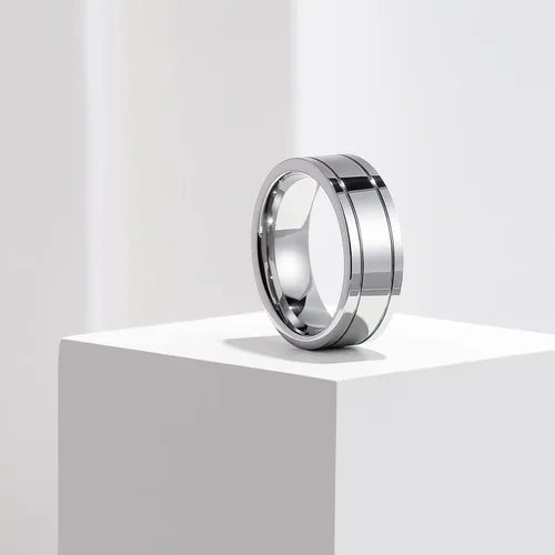 Miniatura 41 de King Will Anillo de boda de carburo de tungsteno para hombre con diseño de ranura, 6/7/0.315 in de ancho, acabado cepillado/pulido para hombre