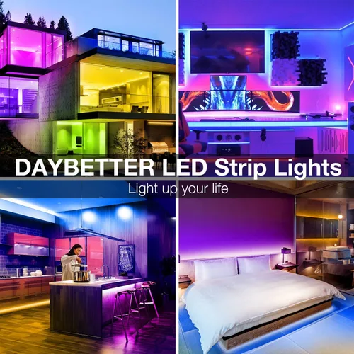 Miniatura 8 de DAYBETTER Tira de luces LED de 400 pies, luz inteligente con control remoto de aplicación, luces LED RGB para dormitorio, sincronización de música