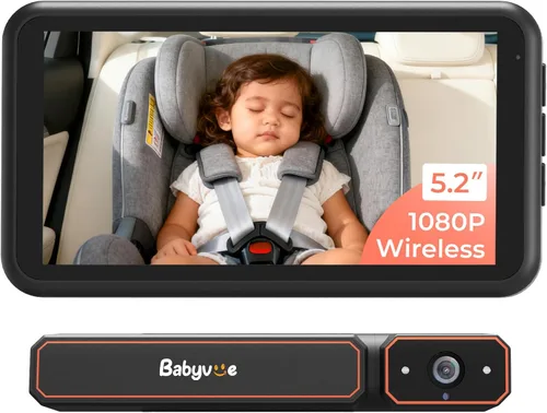 Miniatura 10 de Babyvue BC1 - Cámara de coche para bebé, pantalla HD 1080P de 4.5 pulgadas y zoom 3X, monitor de bebé automático de visión nocturna IR con brillo