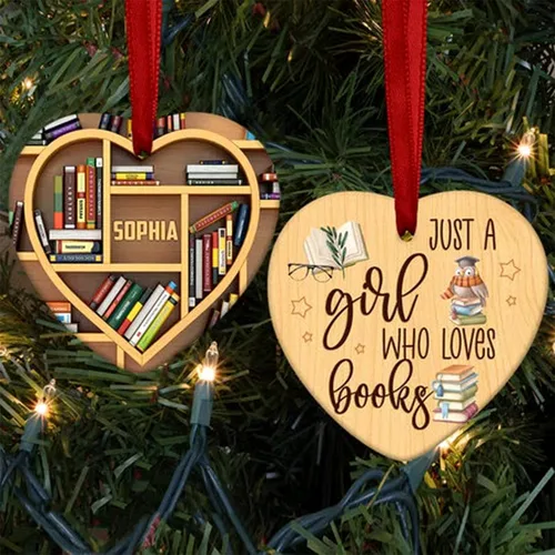 Miniatura 3 de Encantador adorno de libros POD, adorno para amantes de los libros, regalo para su bibliotecario, adorno de Navidad de libro de lectura, regalo