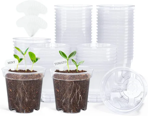 Miniatura 15 de homenote Macetas de vivero, paquete de 30, maceta de 3/4/5 pulgadas para plantar, macetas transparentes para plantas, plántulas de plástico
