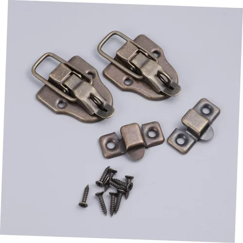 Miniatura 9 de 2pcs caja de madera antigua cerradura gancho cerraduras aleación pestillo