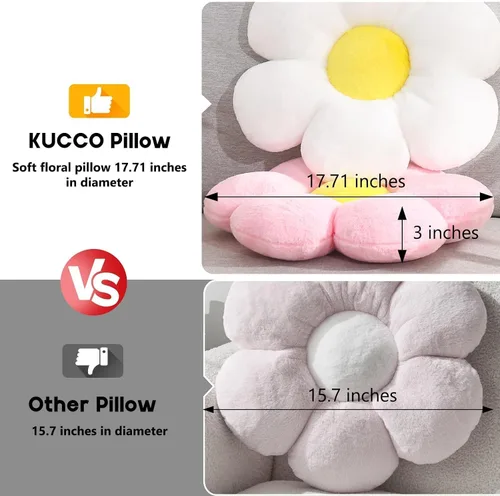 Miniatura 2 de Almohada de Flores Rosadas de 17.7 Pulgadas – Almohada Decorativa Linda en Forma de Margarita, Cojín de Asiento Floral Suave, Almohadas de Piso