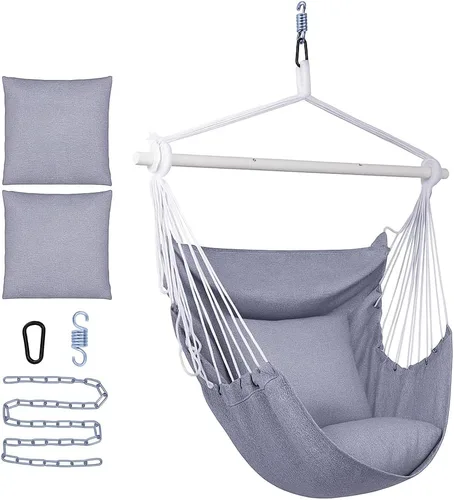 Miniatura 9 de Backyard Expressions Silla Hamaca Colgante con Cojines y Kit para Colgar – Capacidad de 500 lb, Tela de Mezcla de Algodón, para Uso