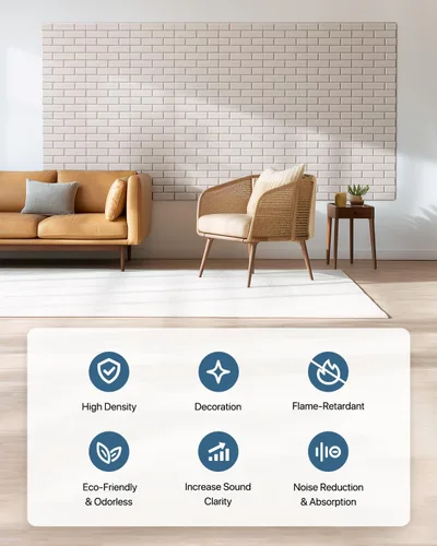 Miniatura 4 de Paneles acústicos para paredes, Panel de absorción de sonido con patrón de ladrillo, adhesivo para pegar y quitar, para techo, puerta, pared