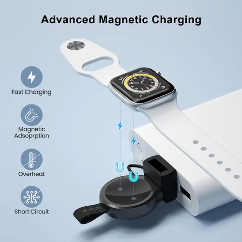 Miniatura 3 de LVFAN Cargador para Apple Watch, cargador portátil para iWatch, cargador inalámbrico USB de carga rápida, cargador magnético inalámbrico de viaje