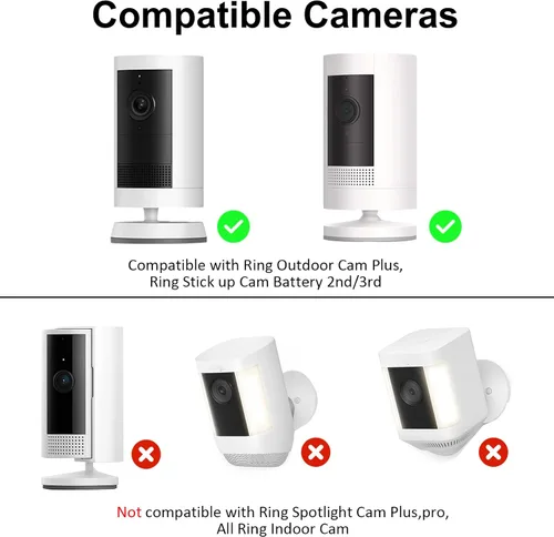 Miniatura 2 de Paquete de 2 soportes magnéticos para cámara compatibles con batería Ring Stick Up Cam (2ª, 3ª), Ring Outdoor Cam Plus, soporte magnético de pared