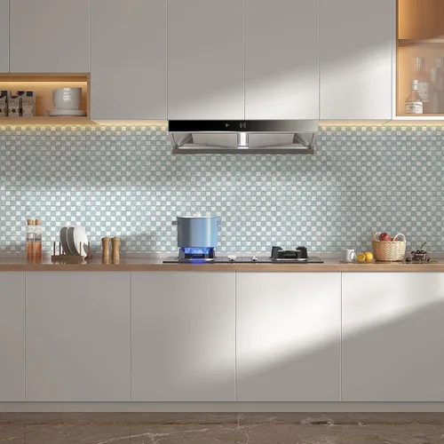 Miniatura 7 de 6 Hojas Despegar y Pegar Espejo Cuadrado Plano de Mosaico de Plata para Salpicaduras de Cocina y Pared de Baño Espejo plano cuadrado plateado