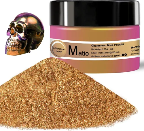 Miniatura 9 de Matio Polvo de Mica Camaleón, 10 * 5g Polvo Cromado, Pigmento de Efecto Nacarado con Cambio de Color, Juego de Polvo de Mica para Resina Epoxi