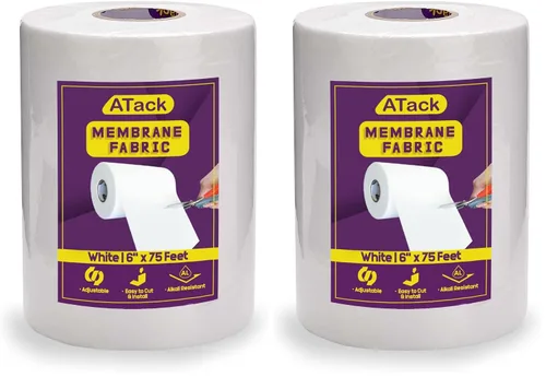 Miniatura 9 de ATack Hoja de tela de membrana antifractura impermeabilizante de fibra de vidrio, 6 pulgadas x 75 pies, cinta de malla de barrera de agua