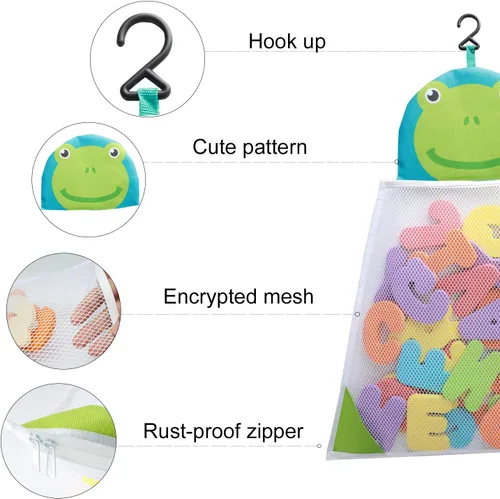 Miniatura 5 de Organizador de juguetes de baño + 36 de espuma suave ABC 123 letras y números, alfabeto de baño, juguetes para bebé, letras de espuma de aprendizaje