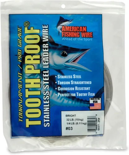 Miniatura 36 de AFW Alambre Líder Duro de Una Hebra de Acero Inoxidable a Prueba de Dientes - Brillante y Camuflaje para Tiburón, Barracuda, Caballa Real, Wahoo
