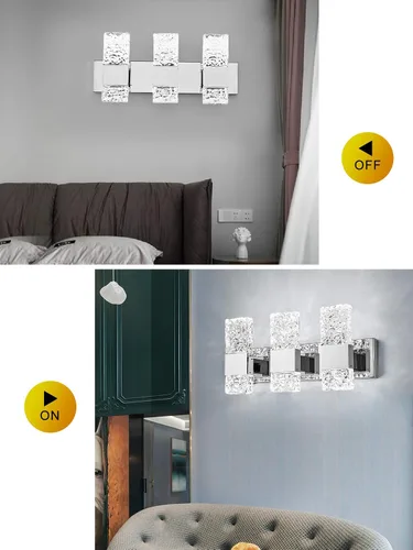 Miniatura 8 de Moderna lámpara LED para tocador de baño, acero inoxidable cromado, 3 lámparas de pared para iluminación de baño, Fuxture sobre espejo, 21.5