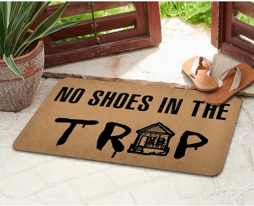 Miniatura 5 de Divertida alfombra de bienvenida para entrada, interior y porche, sin zapatos en la trampa, personalizable, divertida, para decoración del hogar