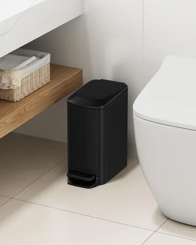 Miniatura 7 de TIPGO Cubo de basura delgado para baño con tapa de cierre suave, pedal de paso, cubo de basura de acero inoxidable de 6 litros/1.6 galones, cubos