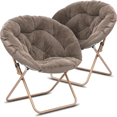 Miniatura 76 de Cómoda silla con platillo, silla de sala de estar, silla plegable acolchada suave de piel sintética, cómoda silla cuadrada de luna para sala