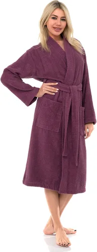 Miniatura 3 de TowelSelections Terry bata de baño tipo kimono de algodón turco, fabricada en Turquía, para mujer