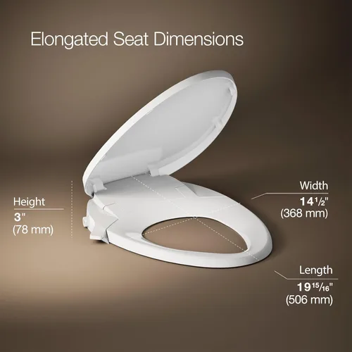 Miniatura 3 de Kohler PureWash M300 Asiento de Inodoro Bidé Manual Alargado, Mango Blanco, Tapa de Cierre Silencioso que Evita Golpes, Bidé de Inodoro, Fácil