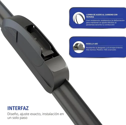 Miniatura 4 de Juego de 2 limpiaparabrisas estables y silenciosos, calidad de fabricante original, de 22 + 22 pulgadas Escobillas limpiaparabrisas negras