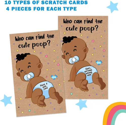 Miniatura 3 de Ggjgrpx Tarjetas de juego para rascar para baby shower, 40 piezas de boletos de lotería afroamericanos, juegos de fiesta que encuentran un lindo