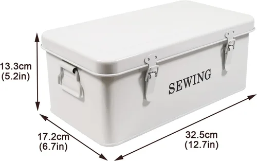 Miniatura 3 de Caja de costura, caja organizadora de costura de metal, caja de almacenamiento para kit de costura, estuche de suministros de costura con cerraduras
