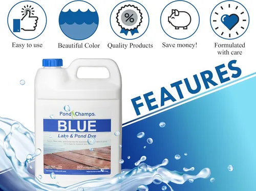 Miniatura 5 de Blue Lake and Pond Dye - Un galón de tinte profesional para lago y estanque, trata hasta 1 acre, color azul real, seguro para peces, vida silvestre