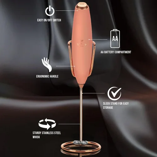 Miniatura 474 de Zulay Milk Boss Espumador de leche potente manual, hace espuma para latte, batidor para mezclar bebidas, café, miniespumador para capuchino, frappé