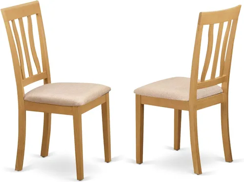 Miniatura 6 de East West Furniture ANTI3-OAK-C - Juego de mesa y sillas de cocina de 3 piezas que contiene una mesa de comedor redonda con pedestal y 2 sillas