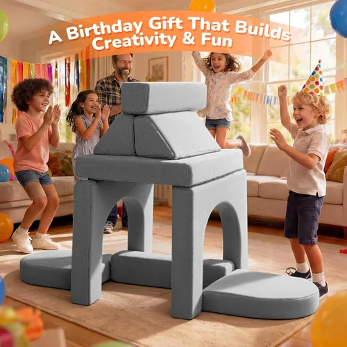 Miniatura 4 de MeMoreCool Sofá modular para niños, juego de sofá de escalada de espuma de 10 piezas para edades de 2 a 6 años, construcción creativa de fortalezas
