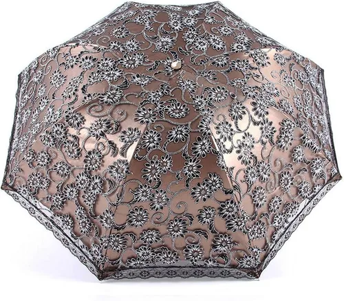 Miniatura 6 de Orgrimmar Sombrilla de encaje para mujer, protección anti-UV, UPF 50+, paraguas plegable ligero y portátil (negro)