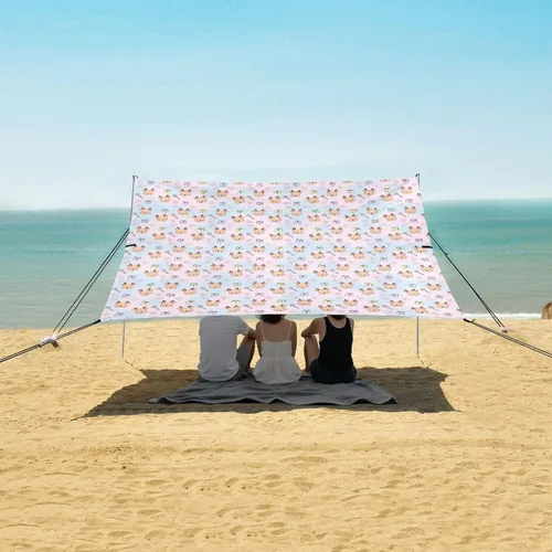 Miniatura 5 de Christmas Deer & Gift Pink Pattern Easy Setup Beach Cabana Tent for Camping Trips, Fishing, Backyard Fun or Picnics UPF50 Portable Sun Shelter with