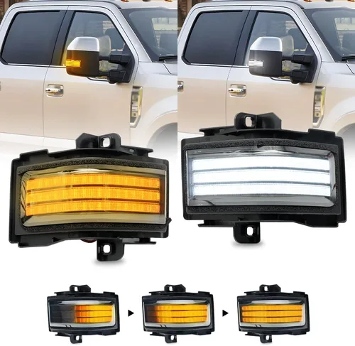 Miniatura 10 de Lámpara LED de Marcador de Espejo Lateral para Ford F150 F250 F350 F450 F550 2018-2022 2023 2024 2025 Super Duty Switchback Luz de Conducción