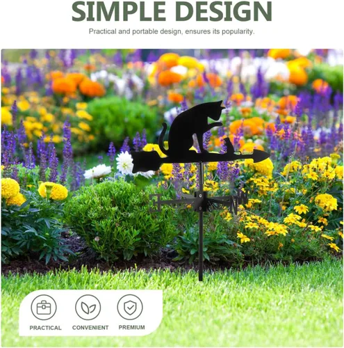 Miniatura 5 de YARNOW Veleta de acero inoxidable para gatos y ratones, indicador decorativo de dirección del viento para patio, césped, fácil de instalar, duradero
