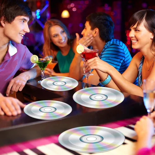 Miniatura 5 de CHUNNIN 100 platos de papel de CD de 7 y 9 pulgadas, decoraciones de fiesta temática retro de los 90, suministros de los años 90, disco