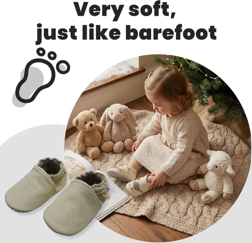 Miniatura 5 de YALION - Mocasines de cuero suave para bebés, niños y niñas, para gatear y dar sus primeros pasos