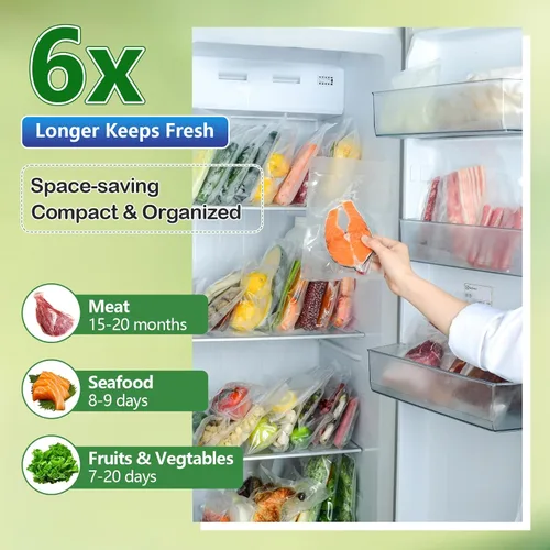 Miniatura 7 de 100 bolsas selladoras al vacío de 8 x 12 pulgadas para alimentos, bolsas de sellado al vacío precortadas, seguras para contacto con alimentos