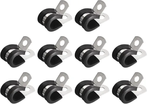 Miniatura 31 de uxcell Abrazadera de cable de 1/2 pulgada (0.472 in) de acero inoxidable 304 Abrazadera aislada acolchada de goma de acero inoxidable en forma de R