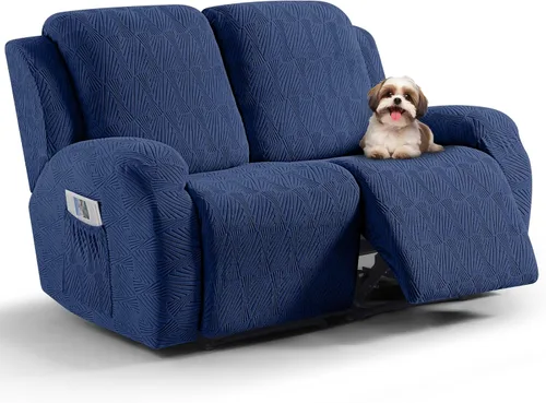 Miniatura 22 de VANSOFY Fundas para sillas reclinables, 4 piezas, elásticas, de tela jacquard, suave funda para silla reclinable, protector de muebles con parte