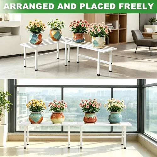 Miniatura 5 de Dipion Paquete de 2 soportes de metal para plantas al aire libre, estantes para plantas de interior, 1 nivel resistentes para múltiples plantas, 26